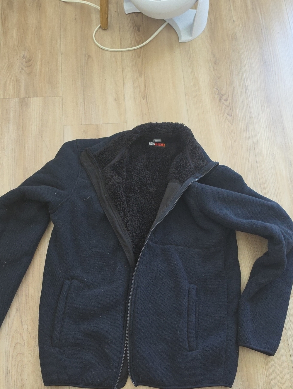 32 Degrees Navy Sherpa-Lined Zip-Up Sweater